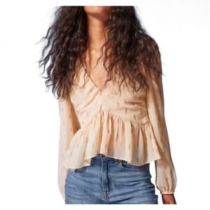 NWT H & M Jacquard-Patterned Peplum Cropped  Blouse - Medium